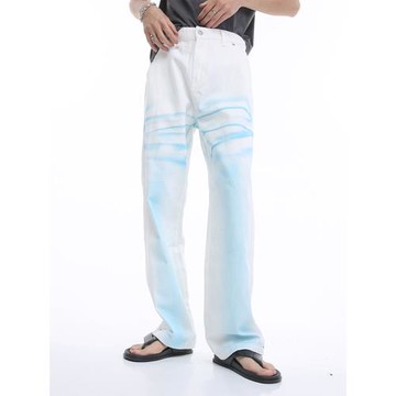 Voguo Relay 原創新品 彩色抹臟牛仔褲中腰百搭顯瘦直筒褲男女款