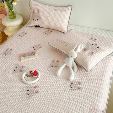 夏季可愛冰絲乳膠涼席三件套少女心單人學生宿舍可機洗空調軟席子