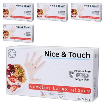 Nice&Touch 萬用料理乳膠手套  白色  中(M)  5盒