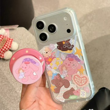 可愛卡通玩偶磁吸支架12蘋果17手機殼15pr13iPhone16爆款14硬殼潮殼