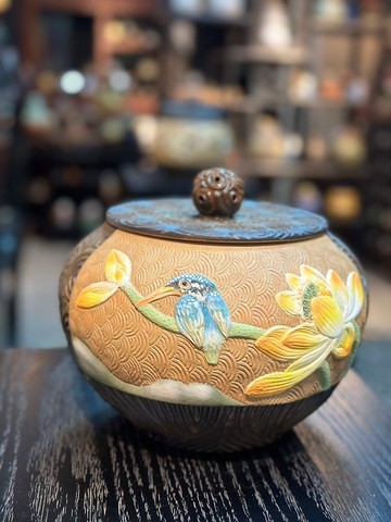 手工刻花__花鳥茶倉浮雕系列