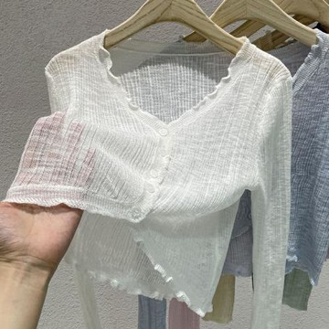 冰絲防曬開衫女薄款鏤空小坎肩披肩夏配吊帶裙子外搭罩衫針織外套