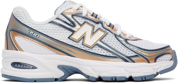New Balance 白色 & 黄褐色 740 运动鞋