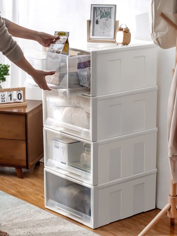 抽屜式衣服收納箱透明塑料內衣收納盒衣柜整理神器多層大號柜子