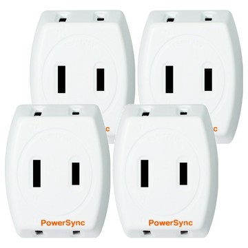PowerSync 群加 2P 3插防雷擊壁插 TWT2N3SN  5.3cm  白色  4個