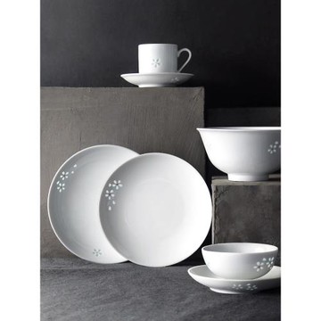 九土日式陶瓷碗景德鎮簡約玲瓏碗盤湯碗面碗餐具套裝家用小碗對碗