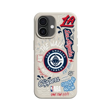 iPhone 16 SolidX 貝殼灰 - NBA - 塗鴉系列-洛杉磯快艇 Los Angeles Clippers - Graffiti