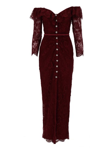 self-portrait lace dress with jewel buttons