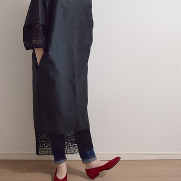 棉質可逆蕾絲拼接洋裝 接單製作 黑色