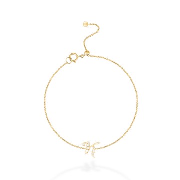 【mori】K 字母鑽石手鍊 【14k黄金】