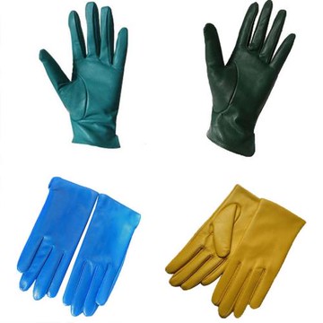 進口綿羊皮手套女 真皮秋冬季保暖開車駕駛 墨綠色單層皮內里裸皮