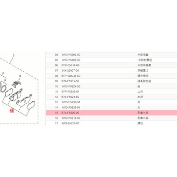 《油工坊》 YAMAHA 山葉原廠 B74 後煞車片組(碟) 後來令 5806-00