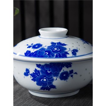 菜碗湯碗面碗老式玲瓏中國風懷舊青花瓷陶瓷碗蓋碗景德鎮陶瓷餐具