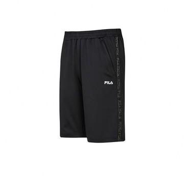 FILA 男機能排汗織帶短褲-黑色 1SHZ-5305-BK