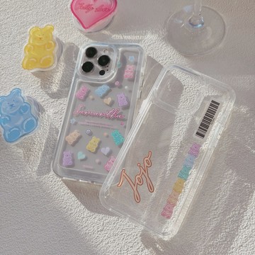 [CA1846]❥Gummy Bear*可愛小熊軟糖-水晶透明殼 客製姓名載具/IPHONE17 16 15防摔殼