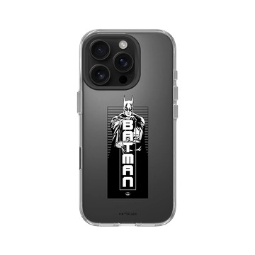 iPhone 16 Pro Clear Case（相機按鈕） 透明 - Batman 蝙蝠俠 - 黑白畫風-蝙蝠俠