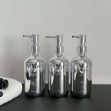 PLGP ins小眾電鍍塑料銀色分裝瓶浴室洗發水沐浴露分液瓶北歐