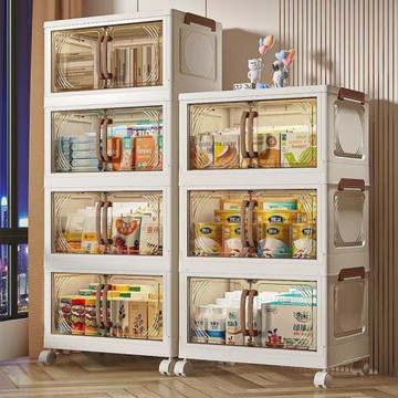 免安裝收納柜客廳衣物零食塑料大容量儲物箱簡易透明移動置物架