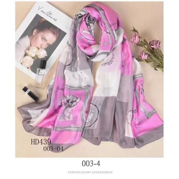 夏季防曬英倫風時尚絲巾2條(桃黃色)