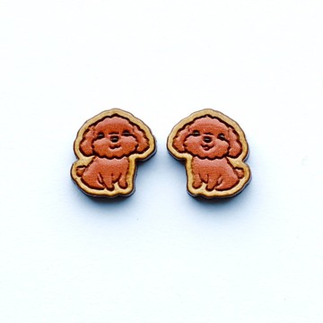 彩繪木耳環-貴賓犬