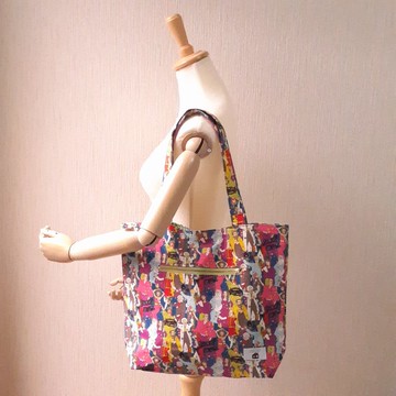 黃綠色 七彩 肩背托特包 大容量 拉鍊口袋 有趣人物 名人 亮眼