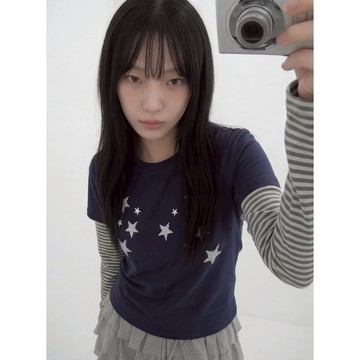 【GUBAN】T-S192 條紋 假兩件 波點 滿天星 長袖