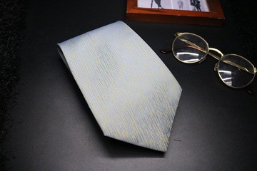 果綠色紋路真絲領帶/紳士雅致淺色necktie