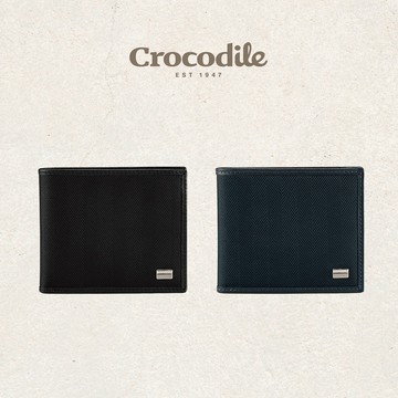 送禮推薦 男生短夾｜尼龍布配皮 透明窗子夾款 10卡 多款任選-Crocodile 鱷魚皮件