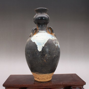 吉州窯黑釉窯變 小花瓶 古玩古董陶瓷器仿古出土擺件收藏品羽墨軒