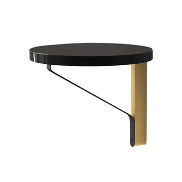 Kaari 牆面弧形置物台（橡木架、黑色桌面）