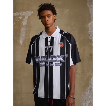 WildX「Stripe Life」Polo美式復古休閑運動條紋blokecore短袖