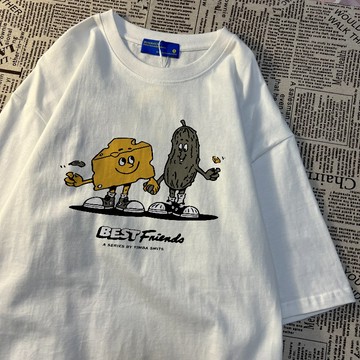 一萬個推薦！短袖 t恤 芝士酸黃瓜  t恤 oversize 寬鬆短袖 顯瘦上衣 印花 t恤 設計感上衣 夏天衣服