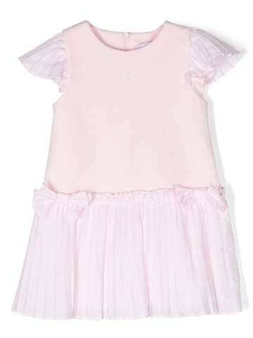 Patachou - bow-detailing pleated dress - kids - Cotton - 2 - Pink