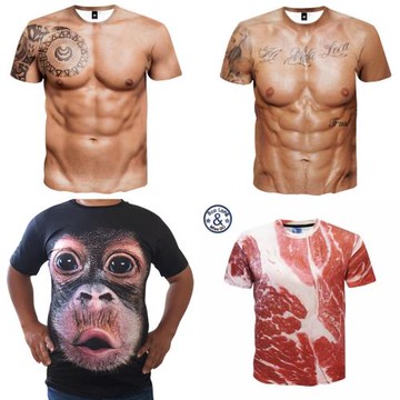 猛男肌肉裝 肌肉男T恤 個性逼真cosplay假胸肌假腹肌五花肉上衣服