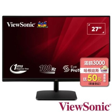 ViewSonic VA2732-MH-2 27型 IPS FHD 100Hz 無邊框電腦螢幕(1ms/HDMI/抗藍光/零閃屏/內建喇叭)