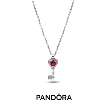 【Pandora官方直營】心之鎖鑰項鏈-45-925銀。生日禮物。情人節禮物