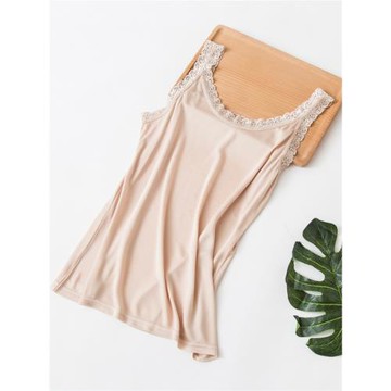 (免運)徐凰薄款針織真絲吊帶背心女蕾絲打底內搭大碼桑蠶絲花邊寬松夏季