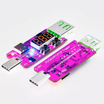 炬為 二合一 pd 誘騙器 觸發器 鱷魚夾 usb 轉 DC5.5mm*2.5 電壓電流  自動檢測儀 測試表