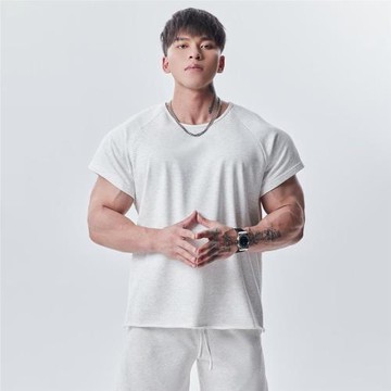 GD潮牌半袖短袖T恤男夏季美式休閑運動健身寬松透氣純色坎肩短袖