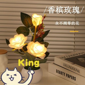 房間佈置小夜燈 生日禮物小夜燈 臥室擺飾小夜燈 玫瑰造型小夜燈 浪漫花藝小夜燈 溫柔柔光小夜燈 臥室氛圍小夜燈 床頭護眼