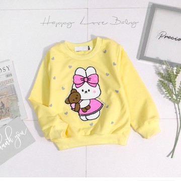 可愛泰迪小兔好朋友長袖上衣 秋冬童裝 女童上衣 女童長袖 女童棉T 女童T恤 長袖上衣 秋冬上衣