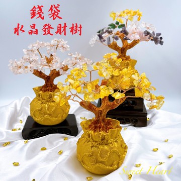 Sweet Heart 田芯開運精選 💯錢袋 福袋 五行水晶 招財樹 發財樹 旺財開運 擺件❤️可搭晶洞 聚寶盆 鹽燈