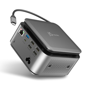 j5create USB-C 14合1全能雙4K自帶163W電源供應器充電擴充基座－JCDP4140