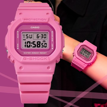CASIO 卡西歐 G-SHOCK WOMEN 單色系 粉紅魅力 方形數位電子錶 GMD-S5610PP-4