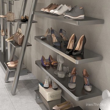 可客製 可開發票 服裝店一字帶燈包包展示架不銹鋼陳列架墻麵裝飾置物架墻上隔闆