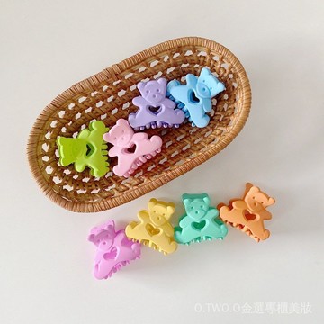 【臺灣出貨】韓版兒童抓夾可愛糖果色愛心小熊髮抓女童卡通後腦勺髮飾頭飾 GYXE