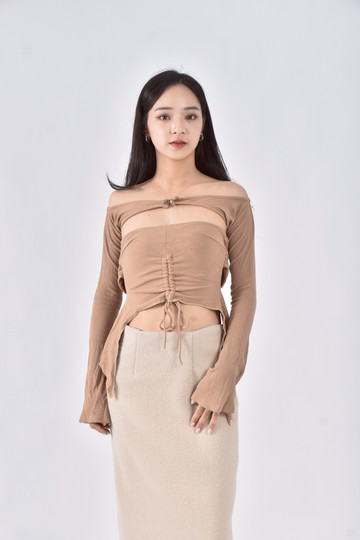 (XS（含）以下) 【安于晴Charlene私服】兩件式無袖抽皺棕色上衣