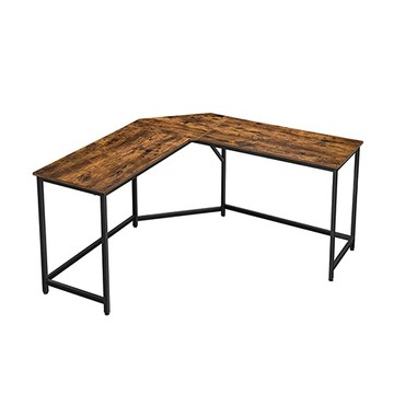 hoi! VASAGLE 工業風L型書桌/電腦桌1.4M-鐵鏽棕 LWD73X
