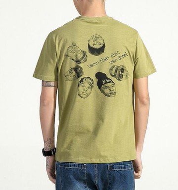 FINDSENSE MD 日系 時尚 潮 男 三色 純棉 後背人頭圖案印花 短袖T恤 特色短T 人物圖案T