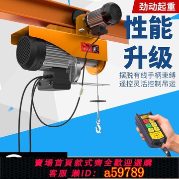 【全網低價 可打統編】無線遙控微型電動葫蘆連體帶跑車220v家用小型吊機提升機行吊航吊